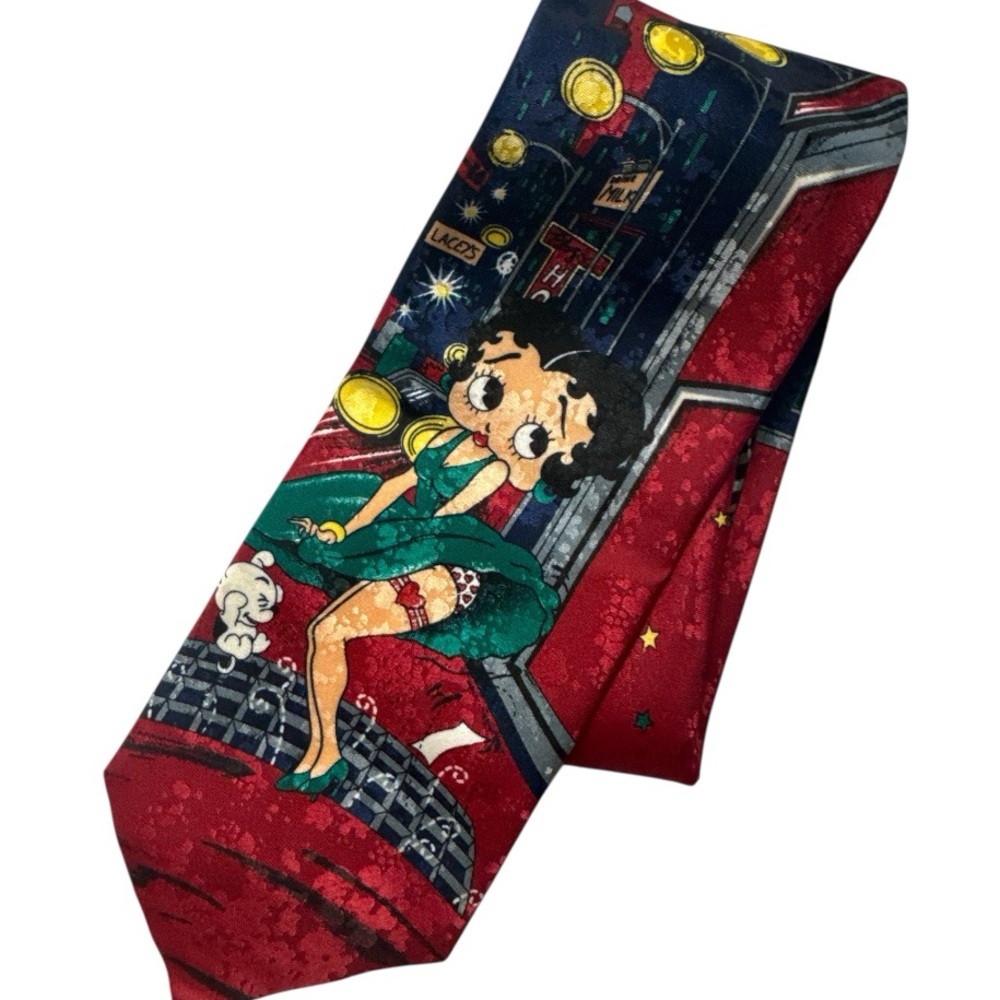 Vintage Ralph Marlin BETTY BOOP Looney Tunes Silk Tie 90's